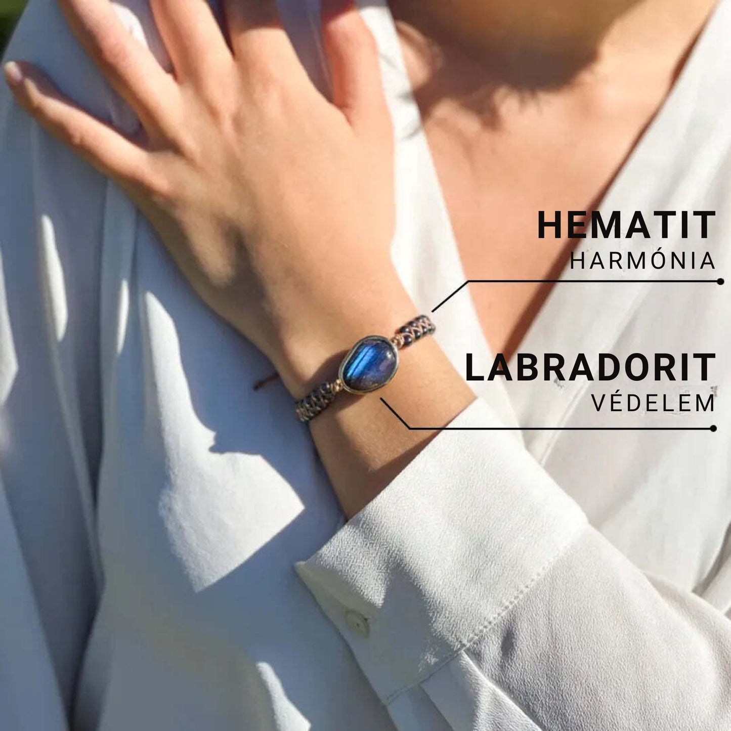 "Égi Szem" karkötő labradorit és hematit kövekkel